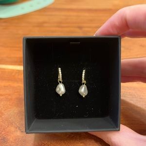 Brand new 925 sterling silver pearl hoops with 18k gold plated